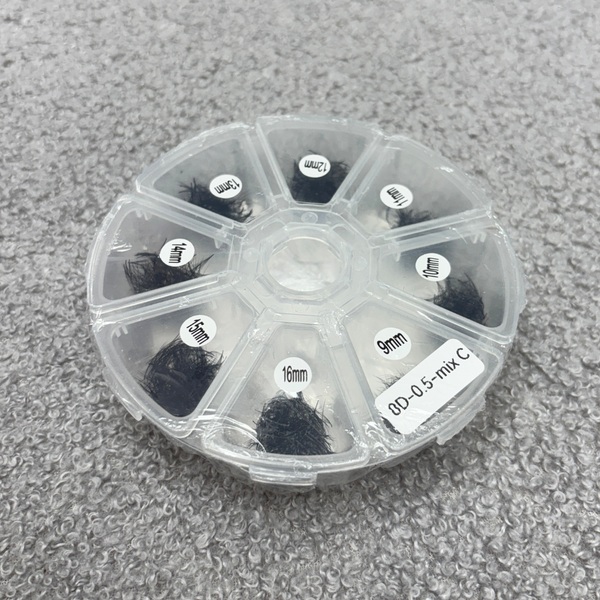 Loose premade fans mix sizes box