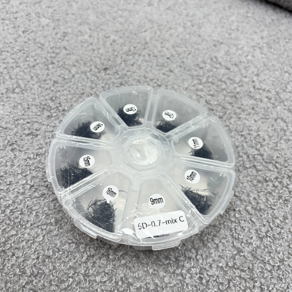 Loose premade fans mix sizes box