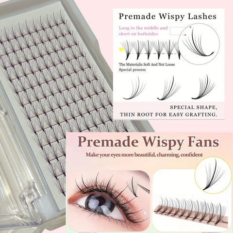Wispy premade fans in D curl - best for hybrid wispy look
