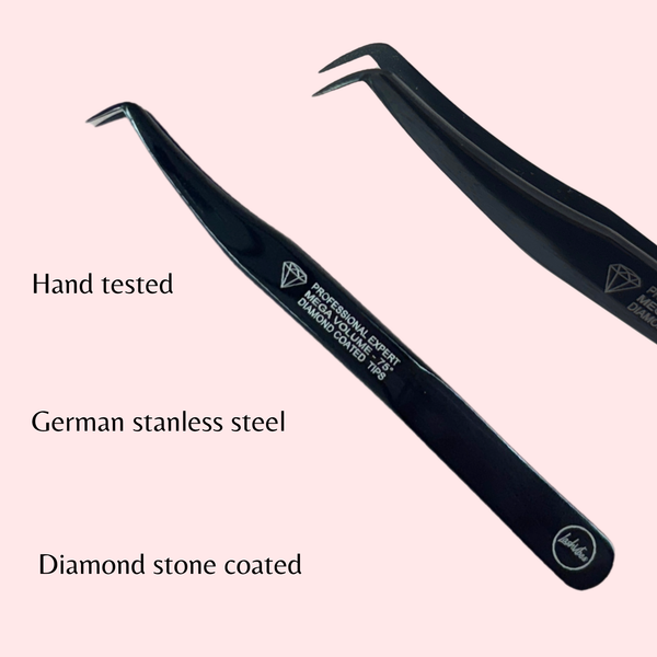 Diamond stone coated Russian Volume Tweezers