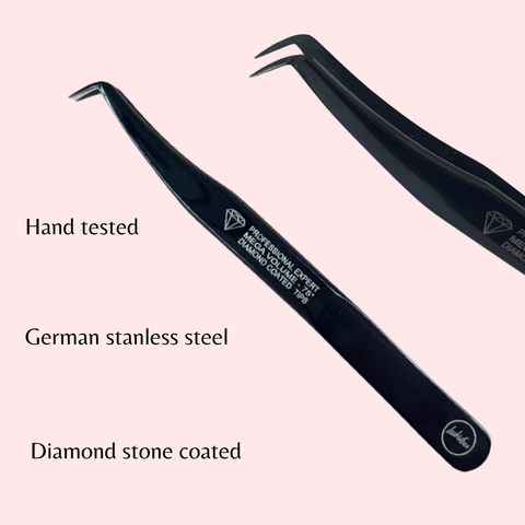 Diamond stone coated Russian Volume Tweezers