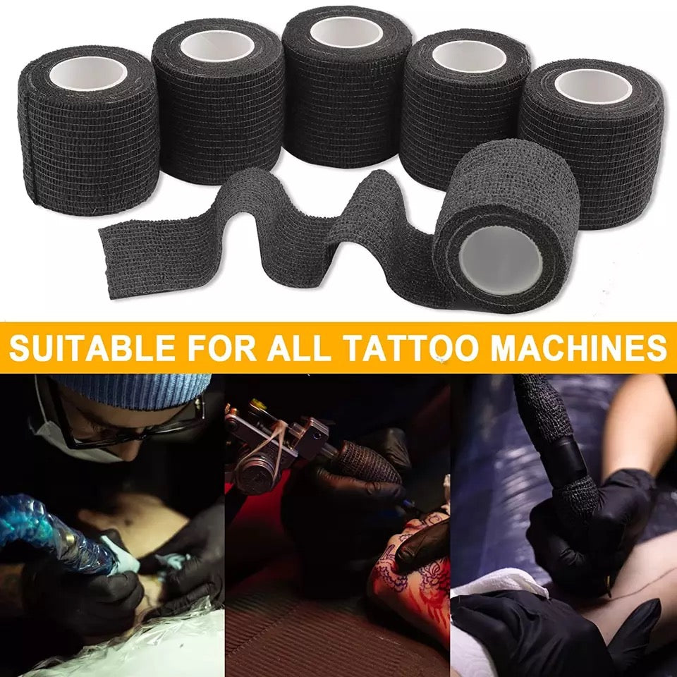 Narkysus 6Pcs Tattoo Machine Tape 2" X 5 Yards Tattoo Grip Tape Cohesive Tattoo Machine Wrap Elastic Sports Tape For Tattoo Machine Pen Grip Tube Accessories Tattoo Supplies